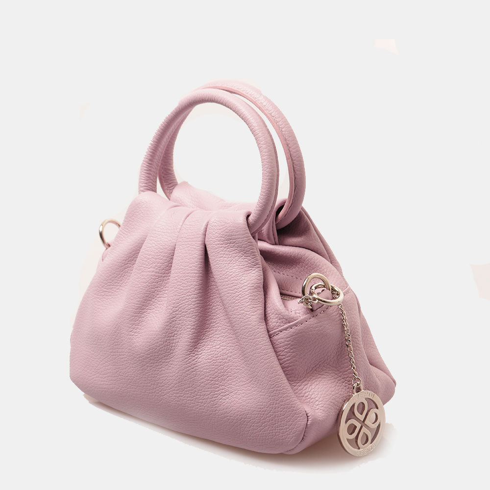 Borsa a Mano con Tracolla VIAVERDI in Pelle Lilla Made in Italy linea Barga