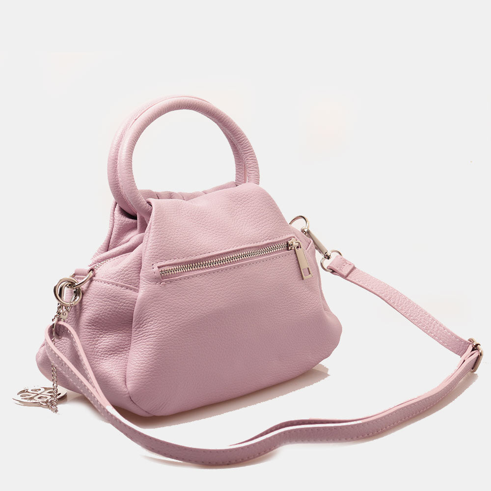 Borsa a Mano con Tracolla VIAVERDI in Pelle Lilla Made in Italy linea Barga