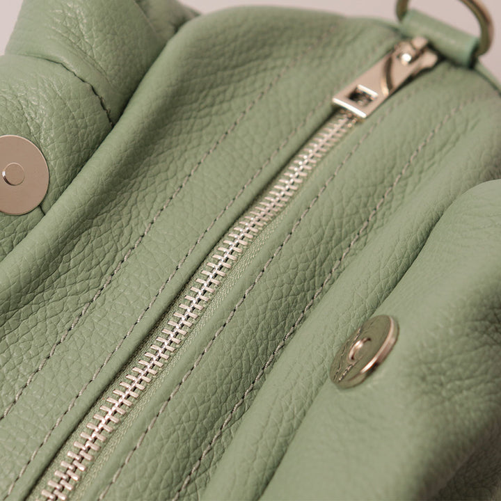 VIAVERDI Mintgrüne Lederhandtasche mit Schultergurt, hergestellt in Italien, Barga-Linie