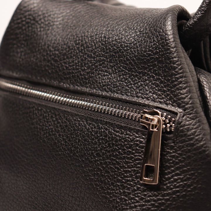 Borsa a Mano con Tracolla VIAVERDI in Pelle Nera Made in Italy linea Barga