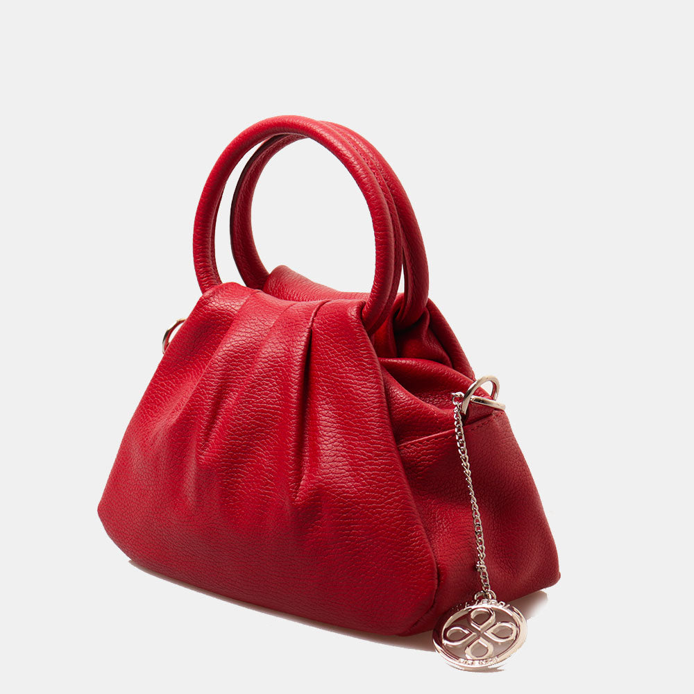 Borsa a Mano con Tracolla VIAVERDI in Pelle Rossa Made in Italy linea Barga