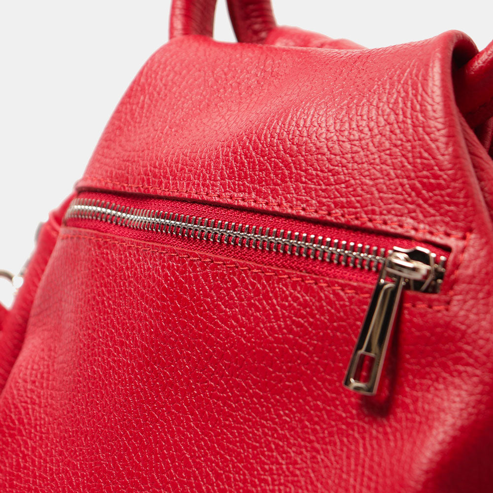 Borsa a Mano con Tracolla VIAVERDI in Pelle Rossa Made in Italy linea Barga