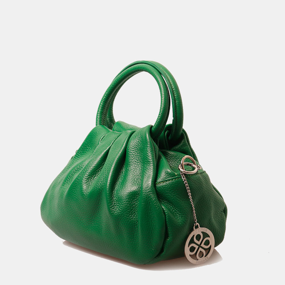 Borsa a Mano con Tracolla VIAVERDI in Pelle Verde Made in Italy linea Barga