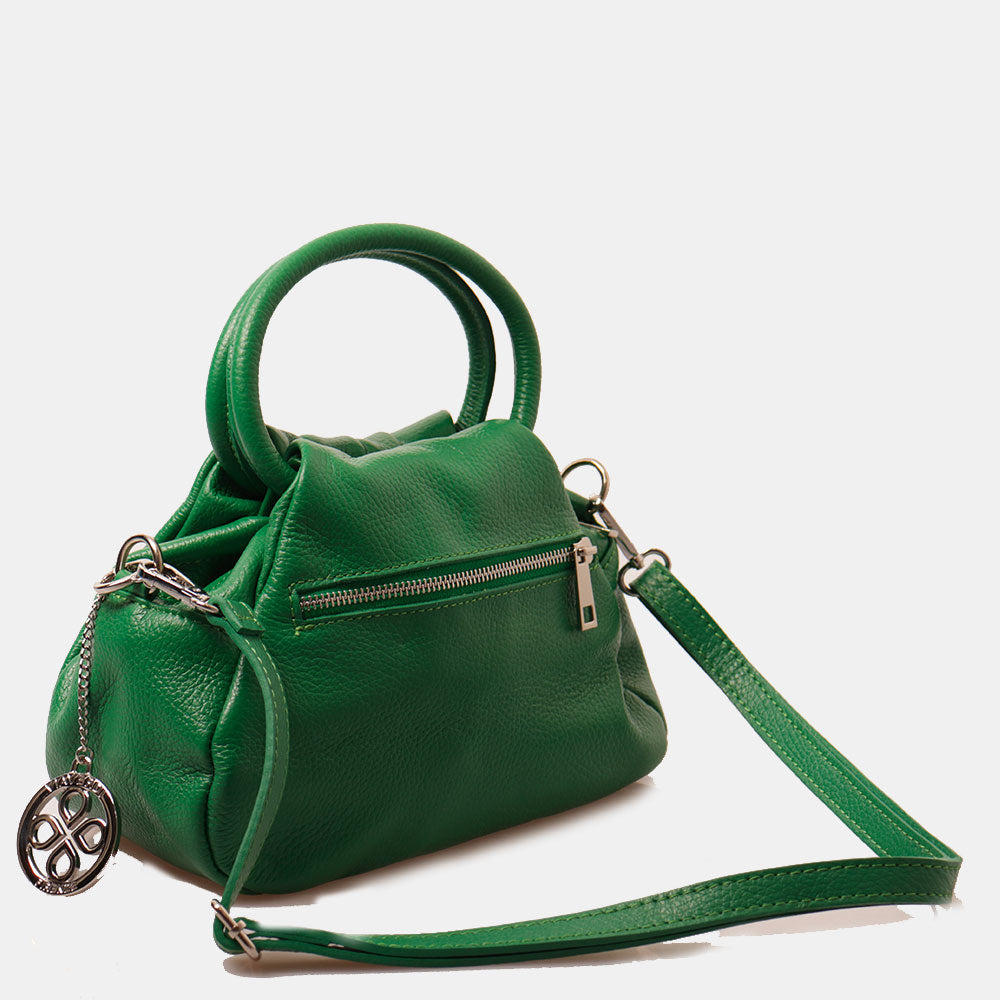 Borsa a Mano con Tracolla VIAVERDI in Pelle Verde Made in Italy linea Barga