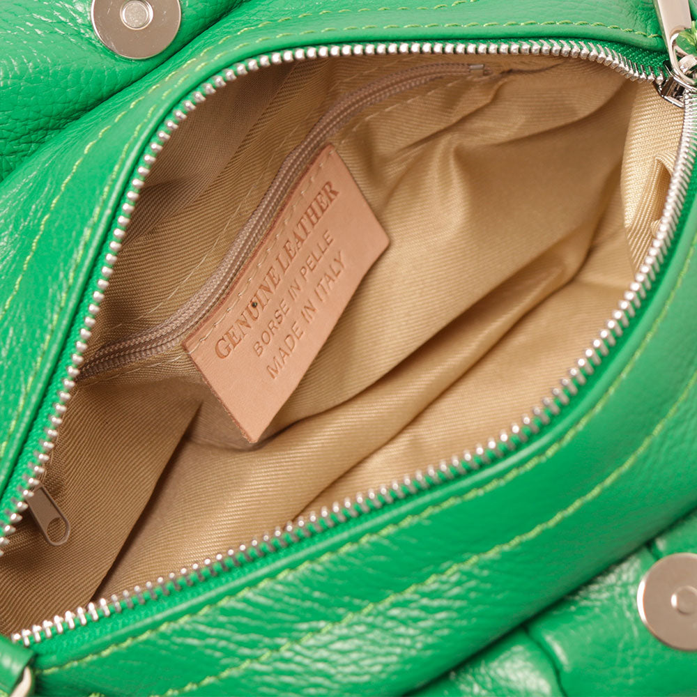 Borsa a Mano con Tracolla VIAVERDI in Pelle Verde Made in Italy linea Barga