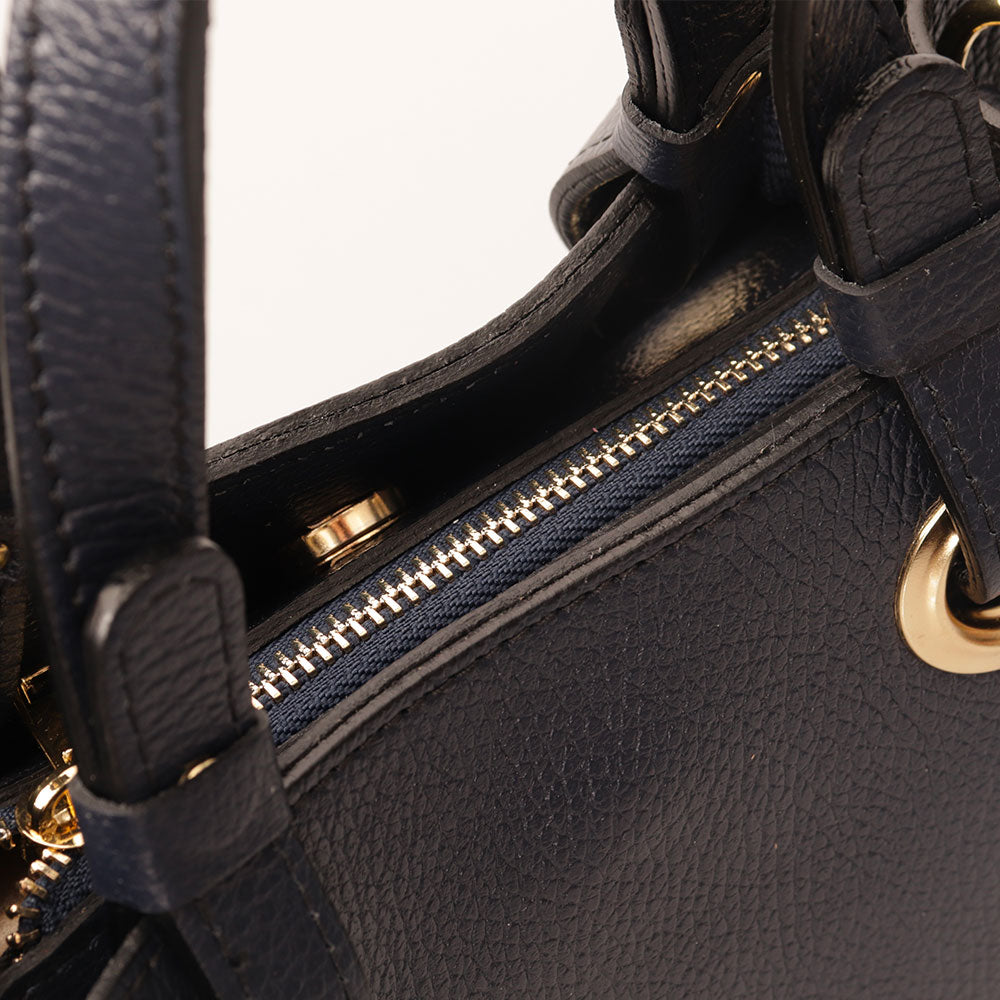 Borsa a Mano VIAVERDI in Pelle Blu Made in Italy