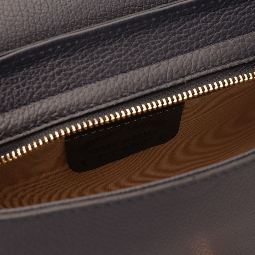 Borsa a Spalla con Tracolla VIAVERDI in Pelle Blu Made in Italy linea Montalcino