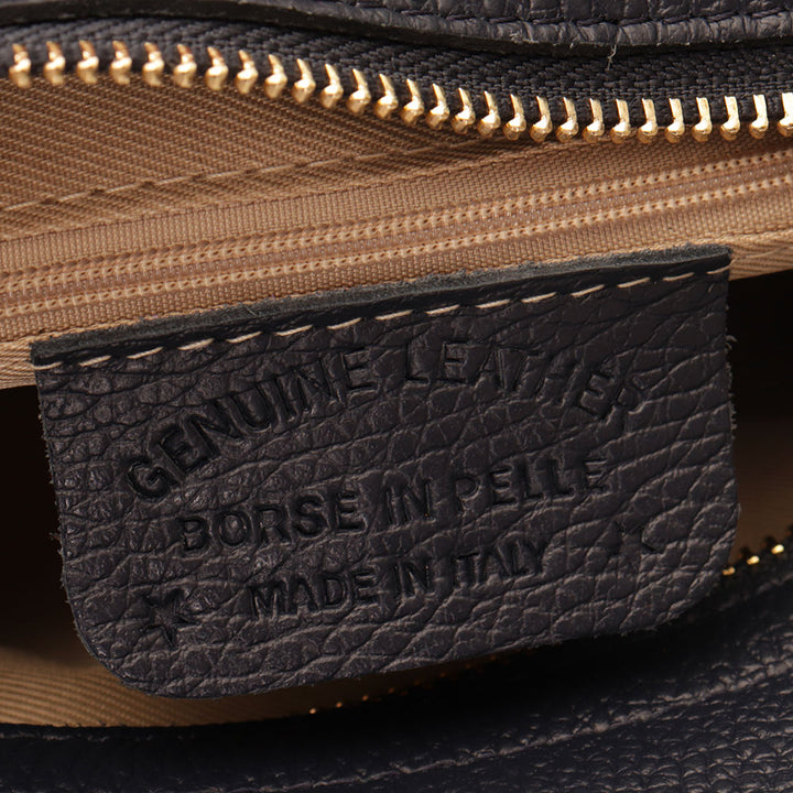 Borsa a Spalla con Tracolla VIAVERDI in Pelle Blu Made in Italy linea Montalcino