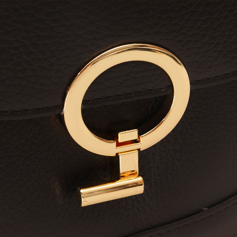 Borsa a Spalla con Tracolla VIAVERDI in Pelle Nera Made in Italy linea Montalcino