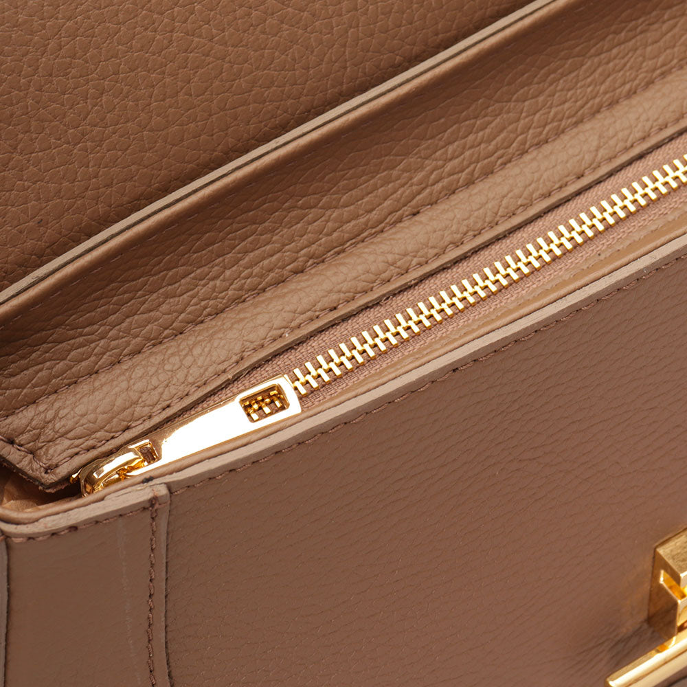 Borsa a Spalla con Tracolla VIAVERDI in Pelle Taupe Made in Italy linea Montalcino