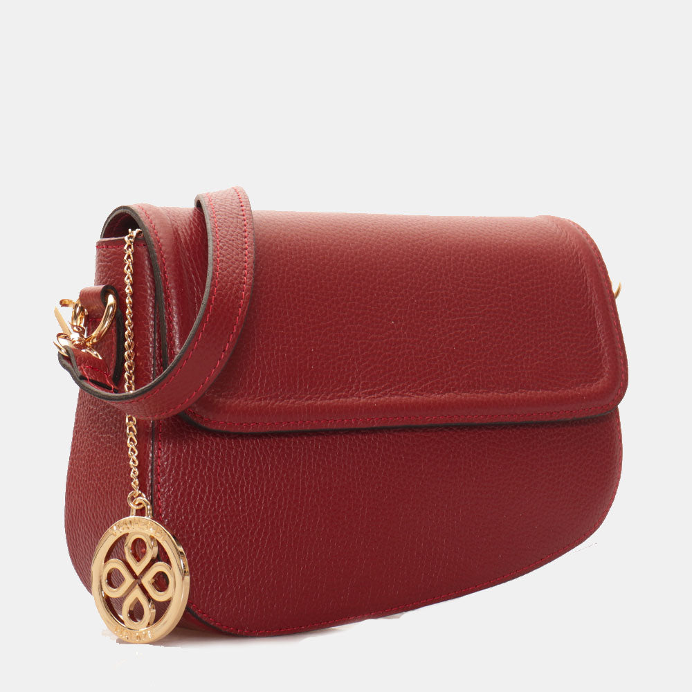 Borsa a Spalla VIAVERDI in Pelle Bordeaux Made in Italy linea San Gimignano