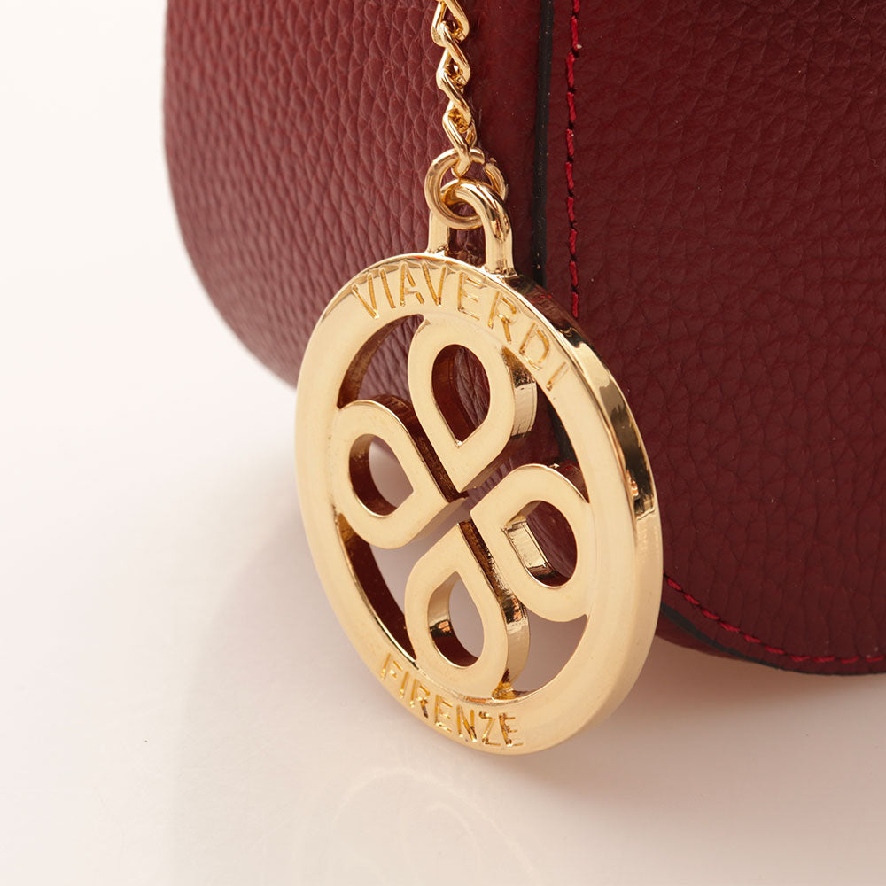 Borsa a Spalla VIAVERDI in Pelle Bordeaux Made in Italy linea San Gimignano