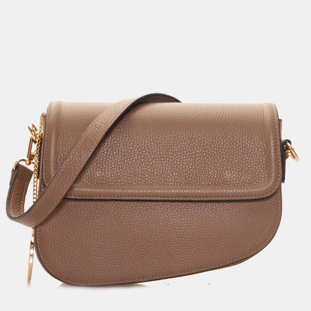 Borsa a Spalla VIAVERDI in Pelle Taupe Made in Italy linea San Gimignano