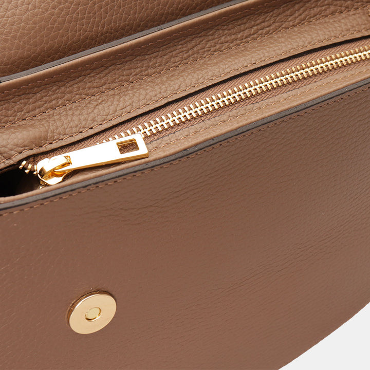 Borsa a Spalla VIAVERDI in Pelle Taupe Made in Italy linea San Gimignano
