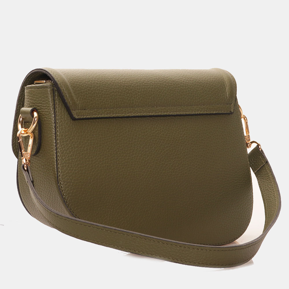 Borsa a Spalla VIAVERDI in Pelle Verde Made in Italy linea San Gimignano