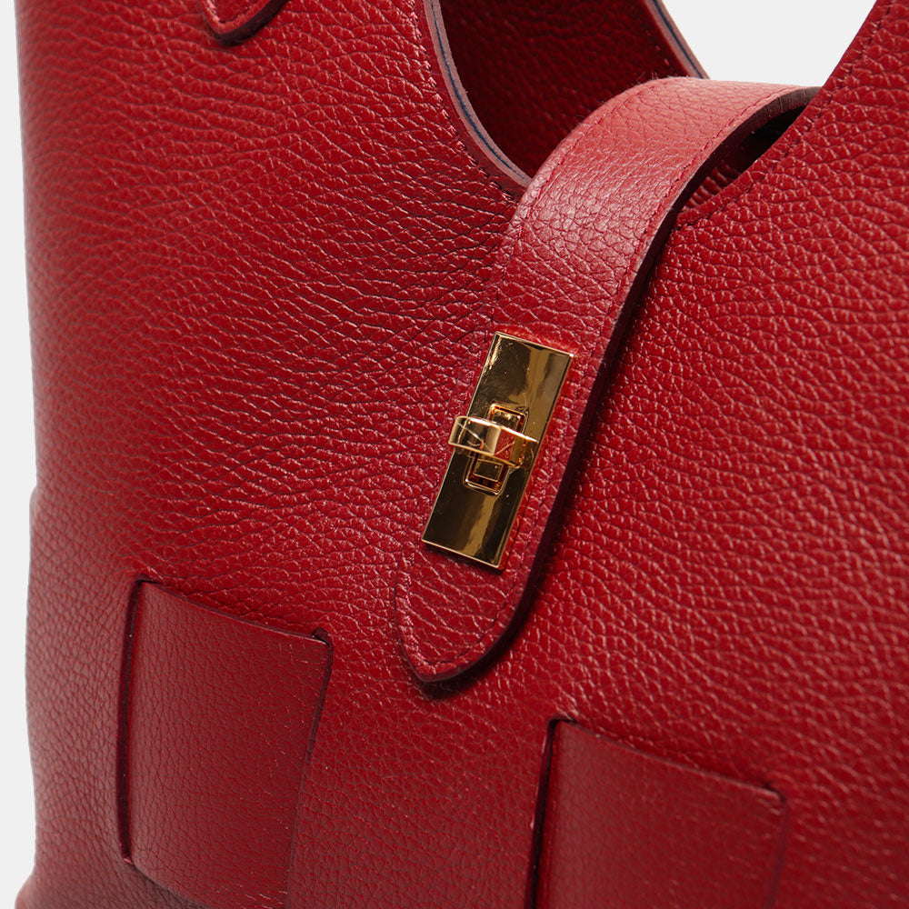 Borsa Donna a Mano con Tracolla VIAVERDI in Pelle Bordeaux Made in Italy linea Artimino