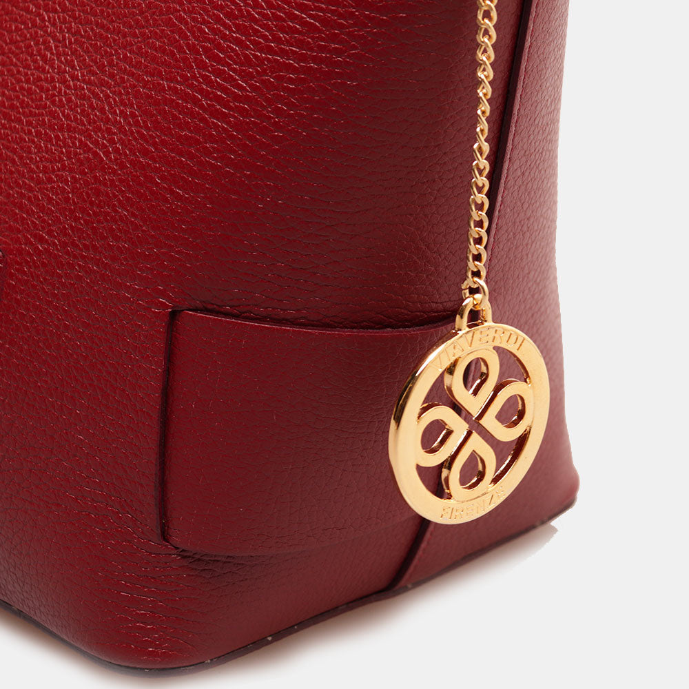 Borsa Donna a Mano con Tracolla VIAVERDI in Pelle Bordeaux Made in Italy linea Artimino