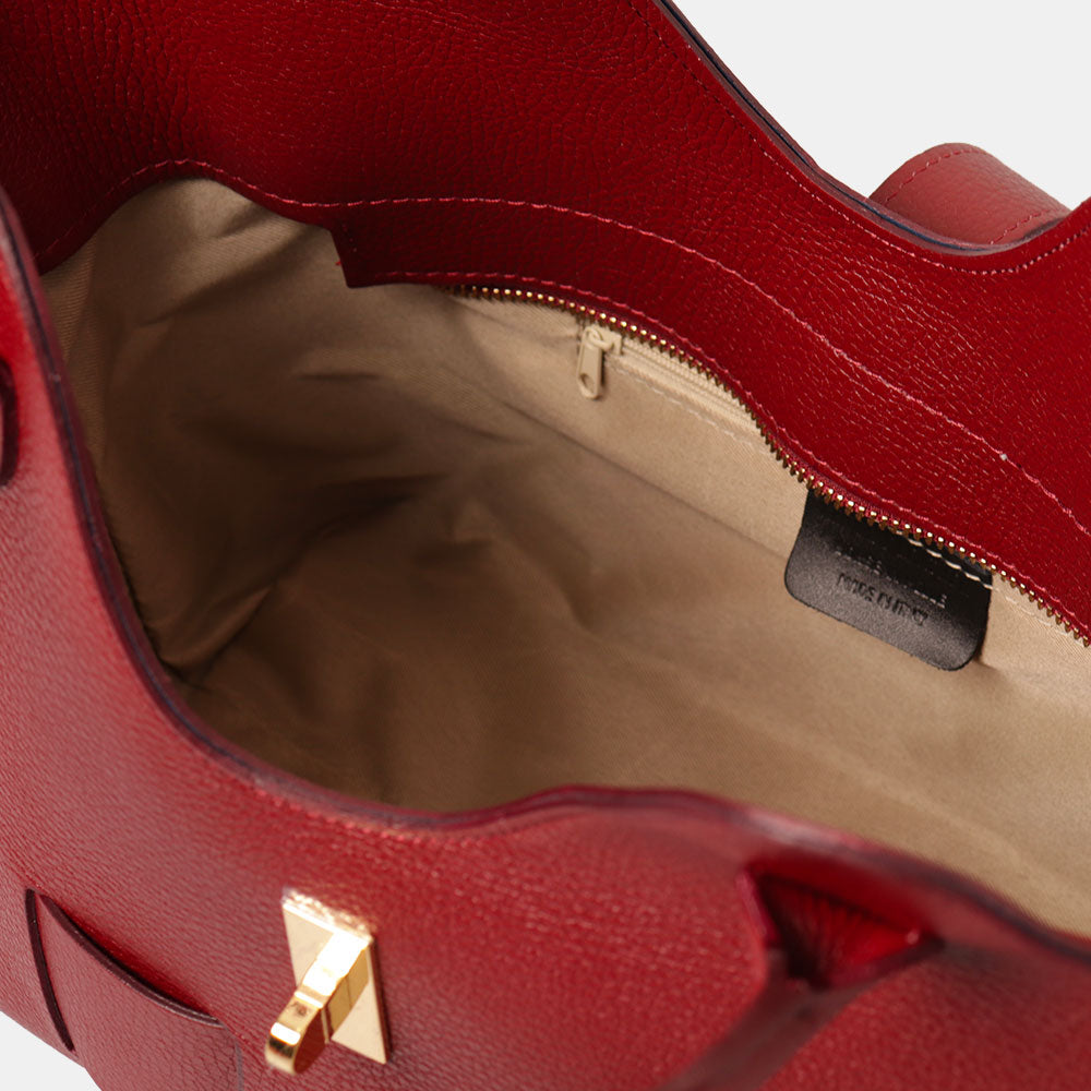 Borsa Donna a Mano con Tracolla VIAVERDI in Pelle Bordeaux Made in Italy linea Artimino