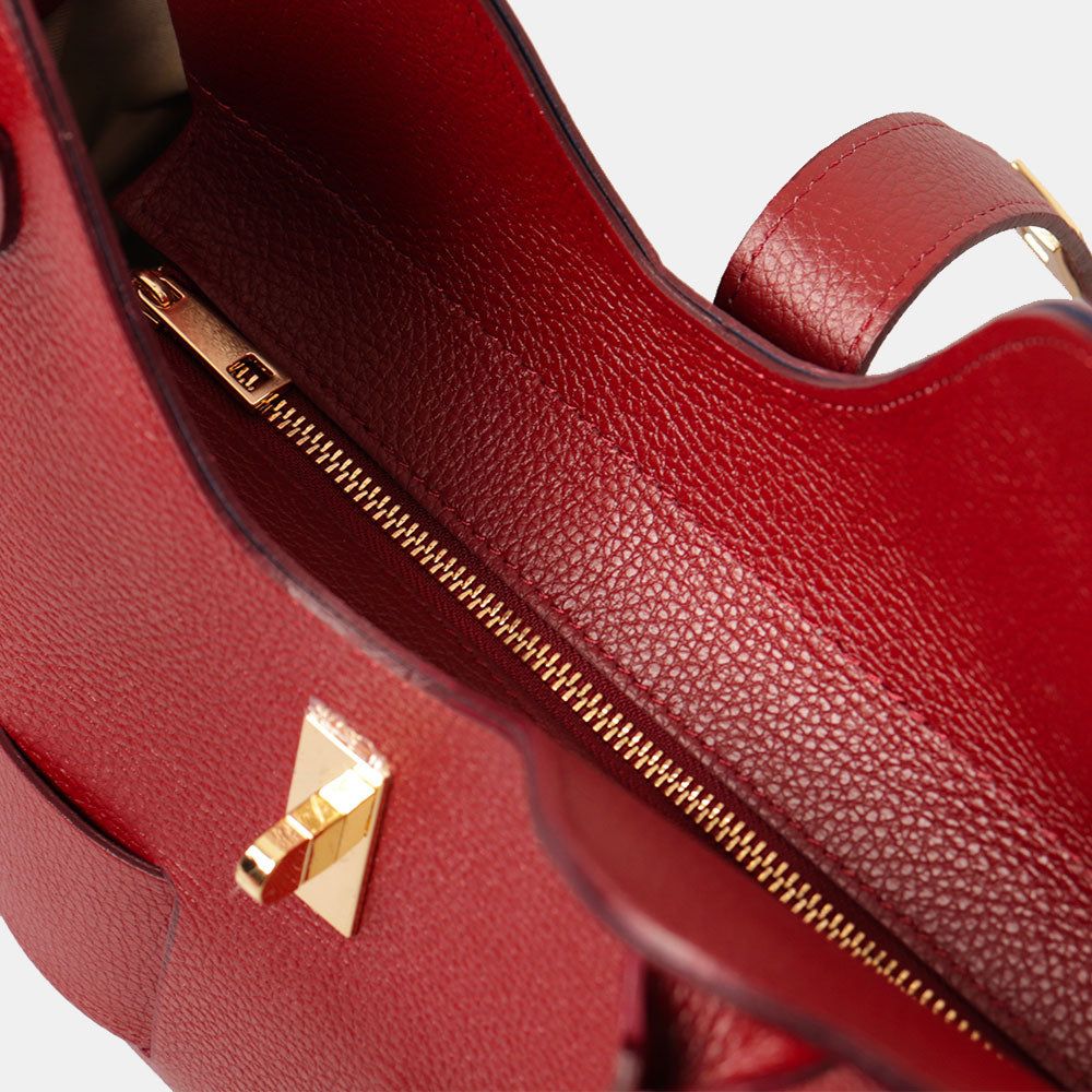 Borsa Donna a Mano con Tracolla VIAVERDI in Pelle Bordeaux Made in Italy linea Artimino