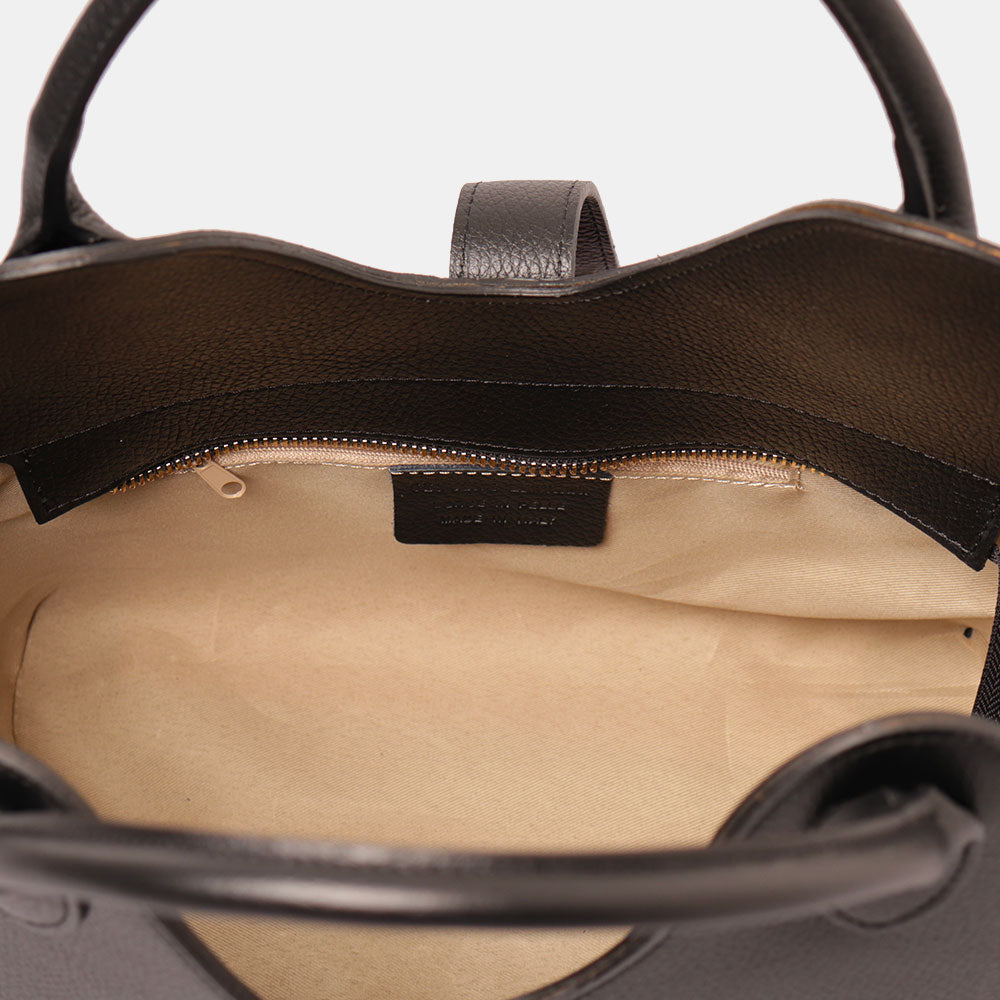 Borsa Donna a Mano con Tracolla VIAVERDI in Pelle Nera Made in Italy linea Artimino