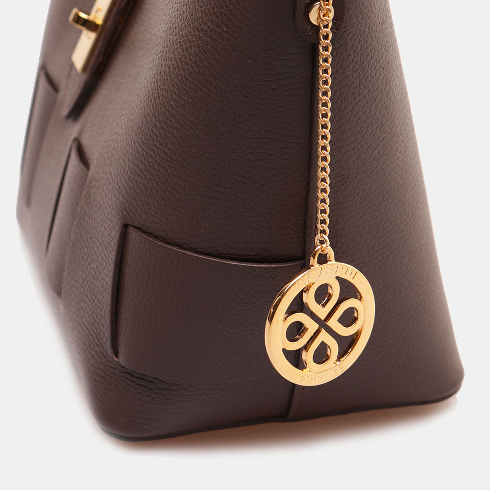 Borsa Donna a Mano con Tracolla VIAVERDI in Pelle Testa Moro Made in Italy linea Artimino