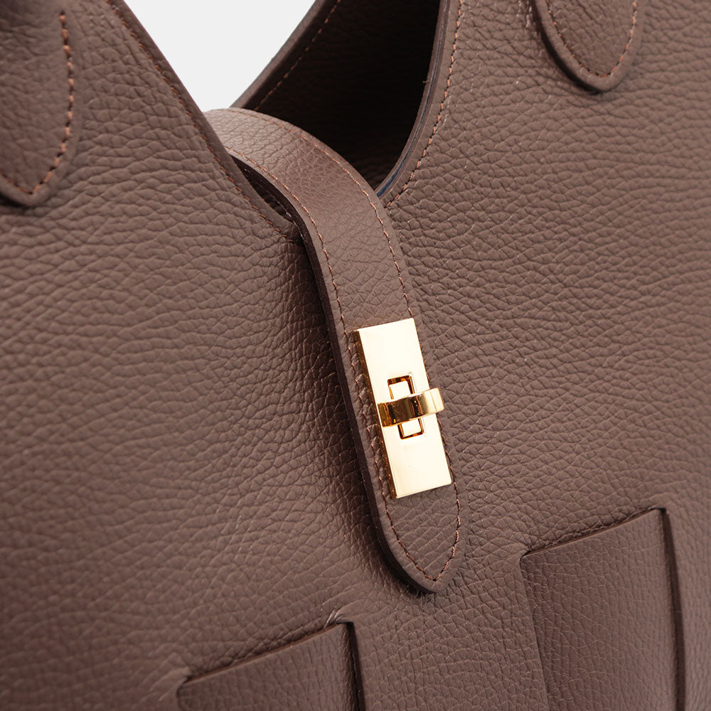 Borsa Donna a Mano con Tracolla VIAVERDI in Pelle Testa Moro Made in Italy linea Artimino