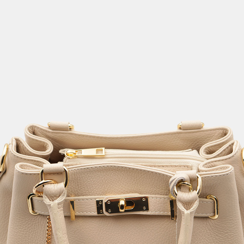 VIAVERDI Women's Handbag in Beige Leather Made in Italy, Artimino Line