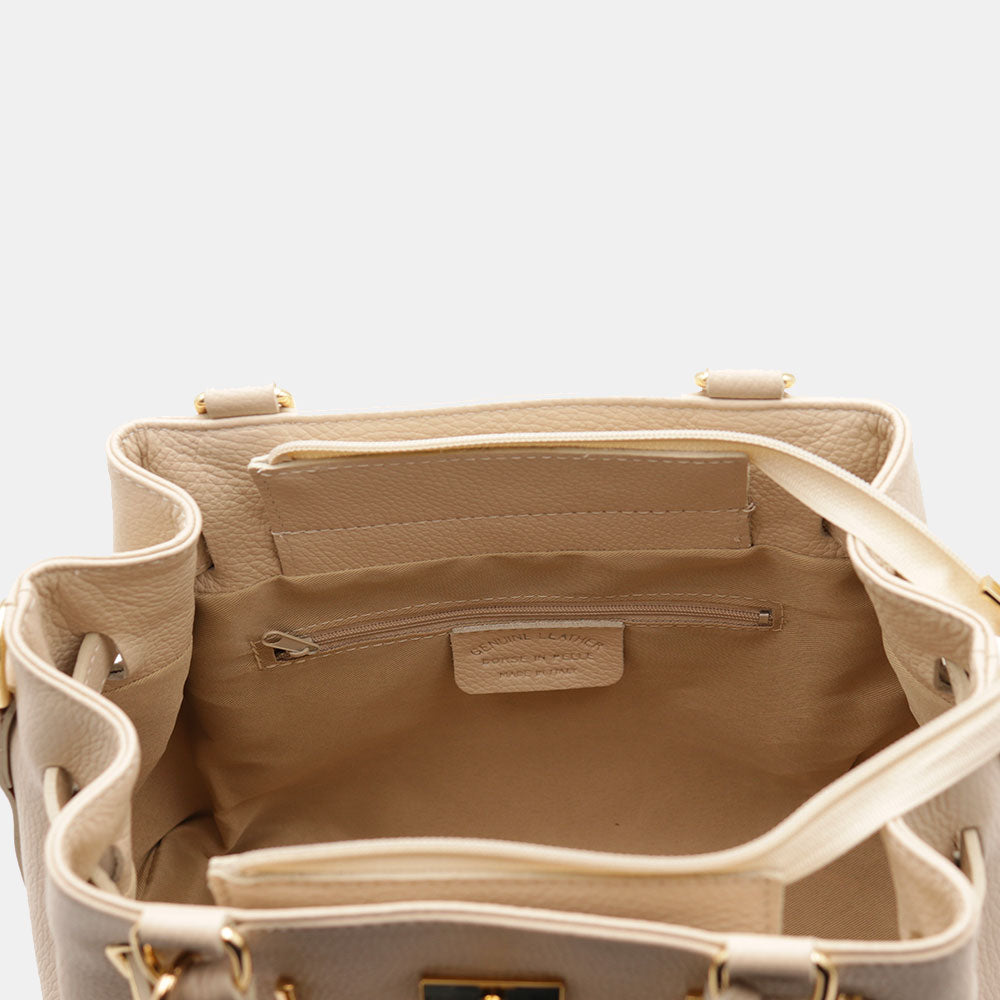 VIAVERDI Women's Handbag in Beige Leather Made in Italy, Artimino Line