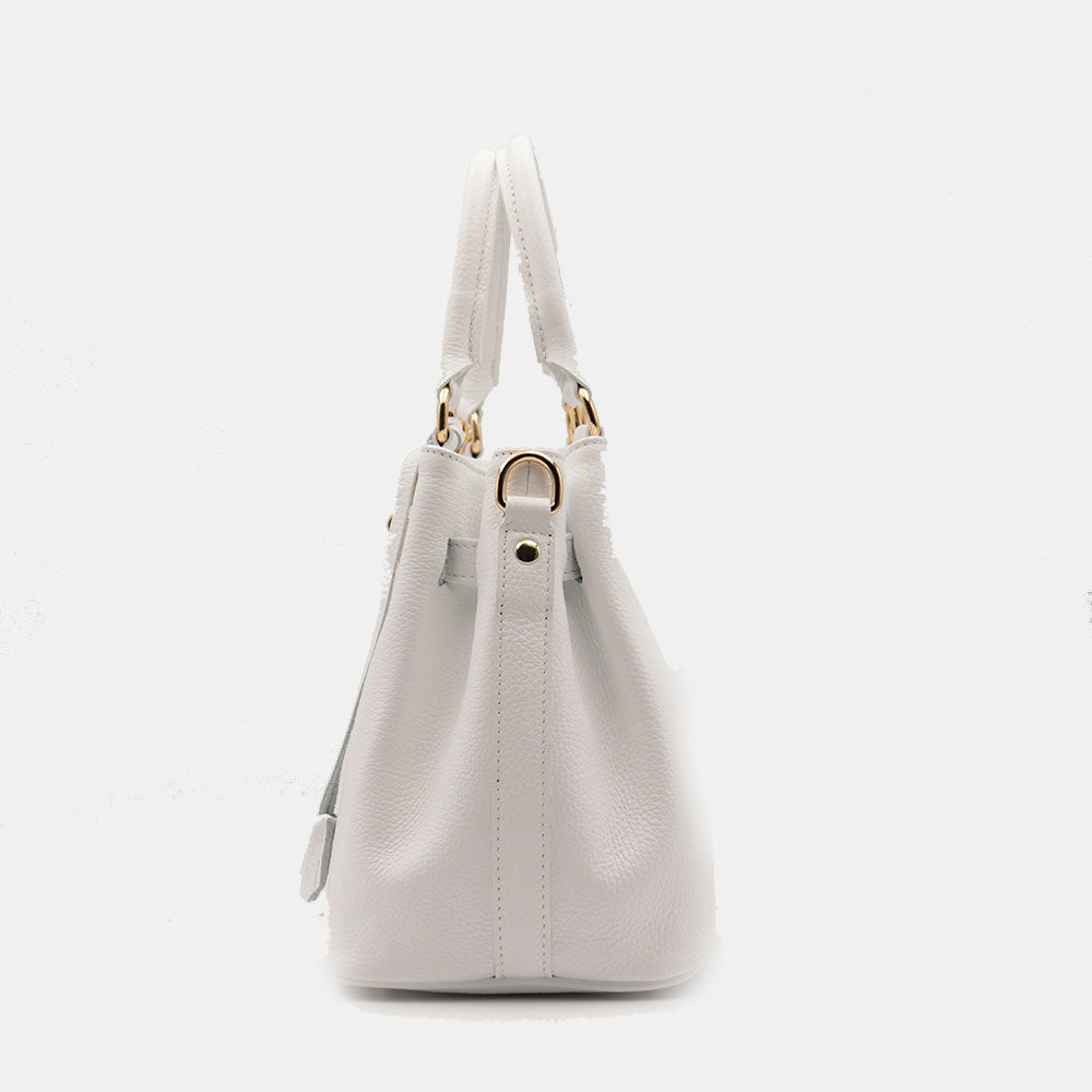 VIAVERDI Women's Handbag in White Leather Made in Italy, Artimino Line