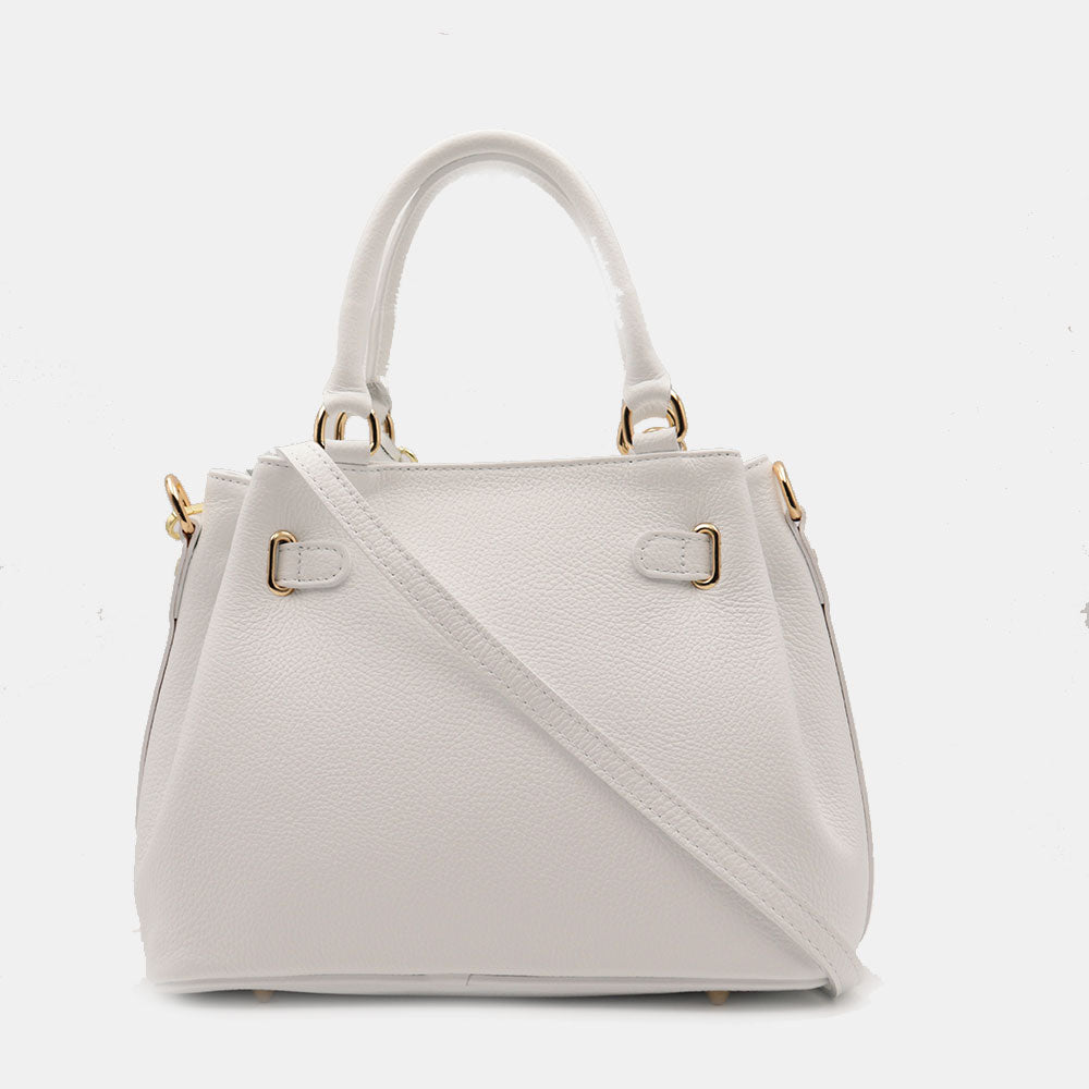 VIAVERDI Women's Handbag in White Leather Made in Italy, Artimino Line