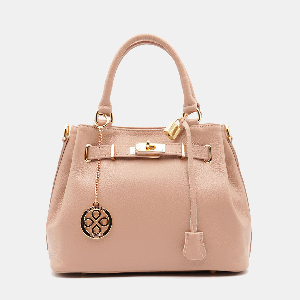 Borsa Donna a Mano VIAVERDI in Pelle Cipria Made in Italy linea Artimino