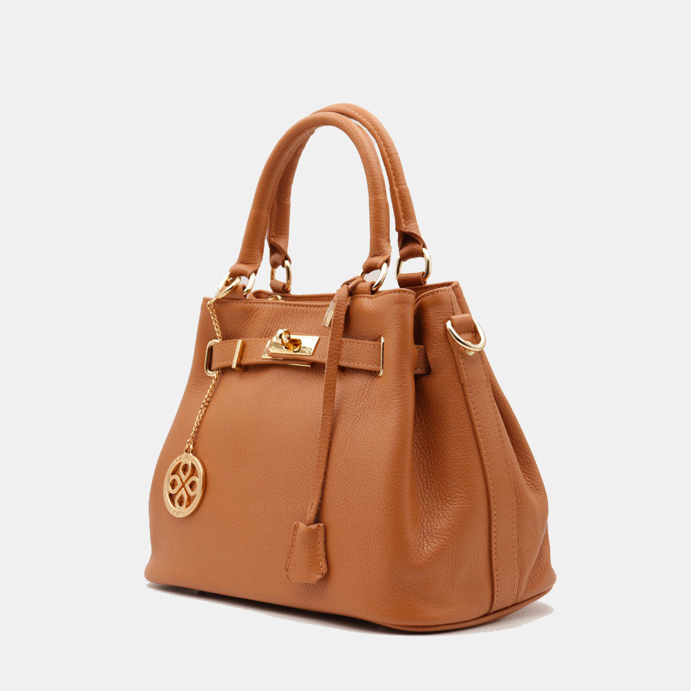 VIAVERDI Women's Handbag in Tan Leather Made in Italy, Artimino Line