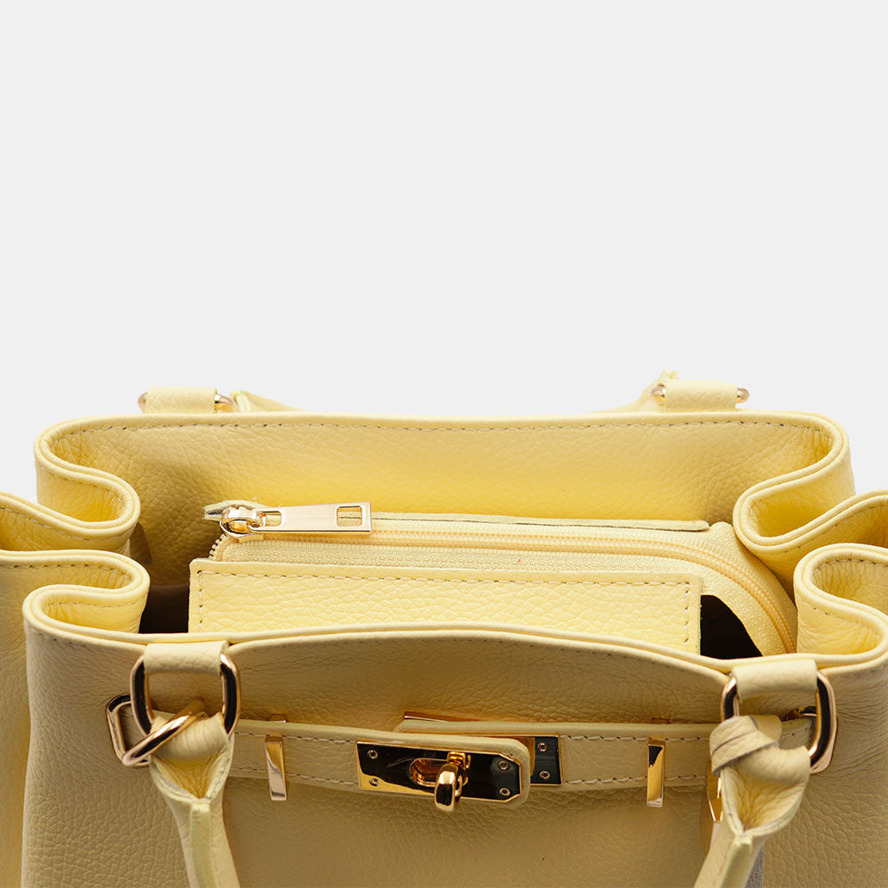 Borsa Donna a Mano VIAVERDI in Pelle Gialla Made in Italy linea Artimino