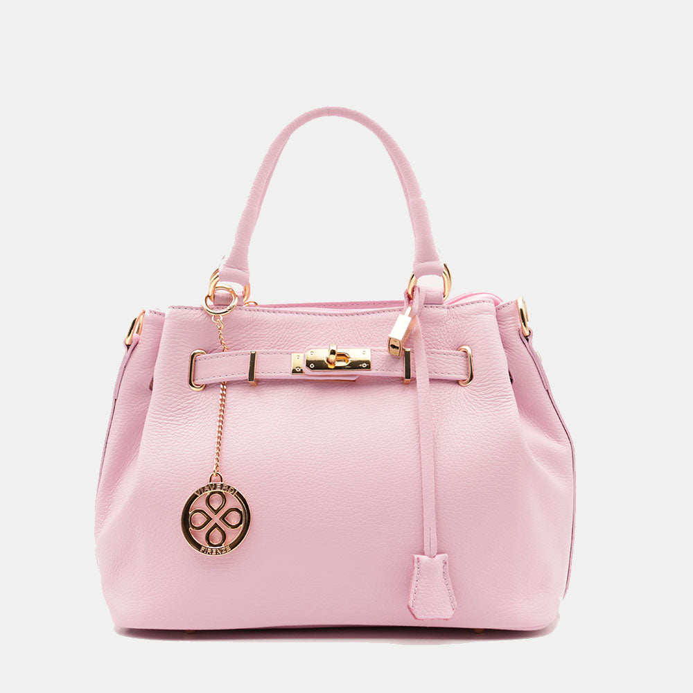 Borsa Donna a Mano VIAVERDI in Pelle Rosa Made in Italy linea Artimino