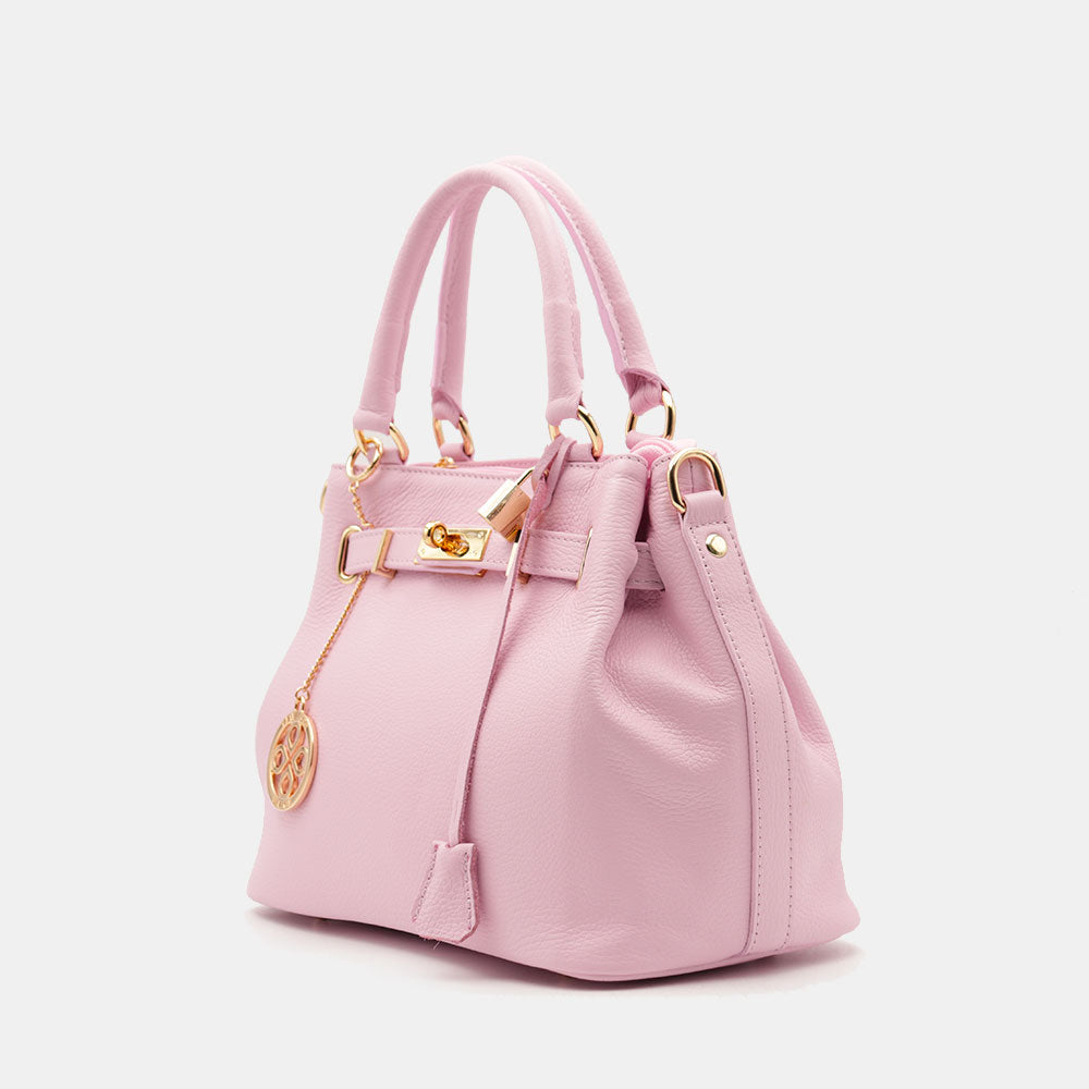 VIAVERDI Women's Handbag in Pink Leather Made in Italy, Artimino Line