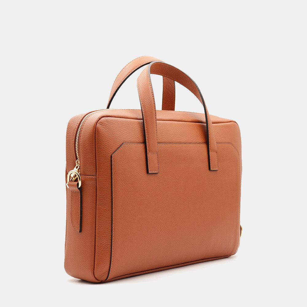 Borsa Business in Pelle Color Cuoio VIAVERDI Made in Italy - Porta Pc 15.6