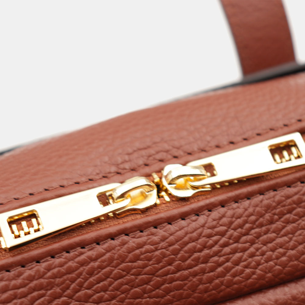 VIAVERDI Brown Leather Business Bag Made in Italy - 15.6" Laptop Holder