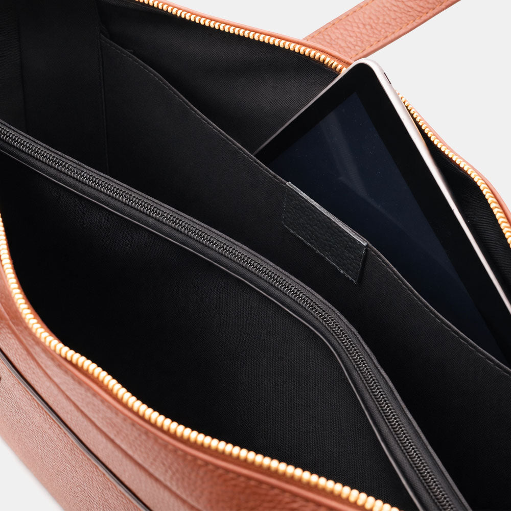 VIAVERDI Brown Leather Business Bag Made in Italy - 15.6" Laptop Holder