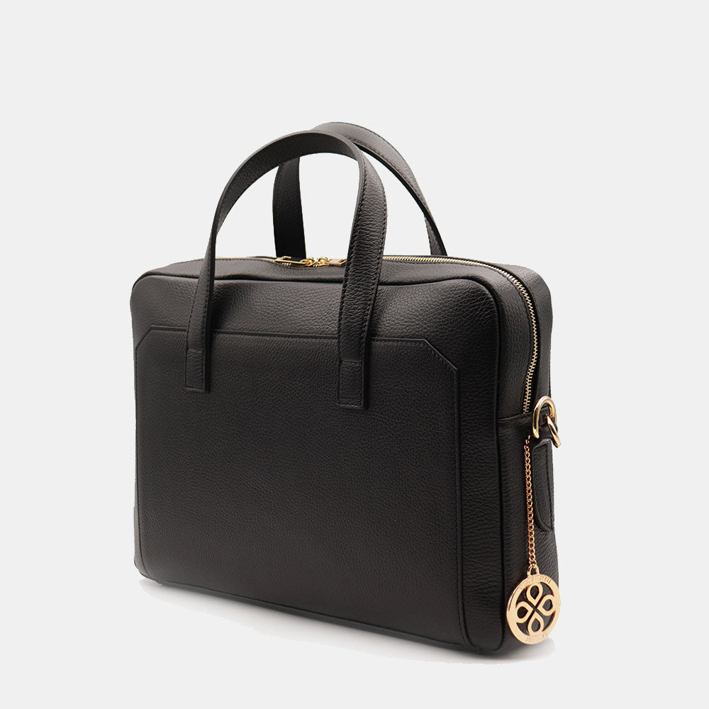 Borsa Business in Pelle Nera VIAVERDI Made in Italy - Porta Pc 15.6