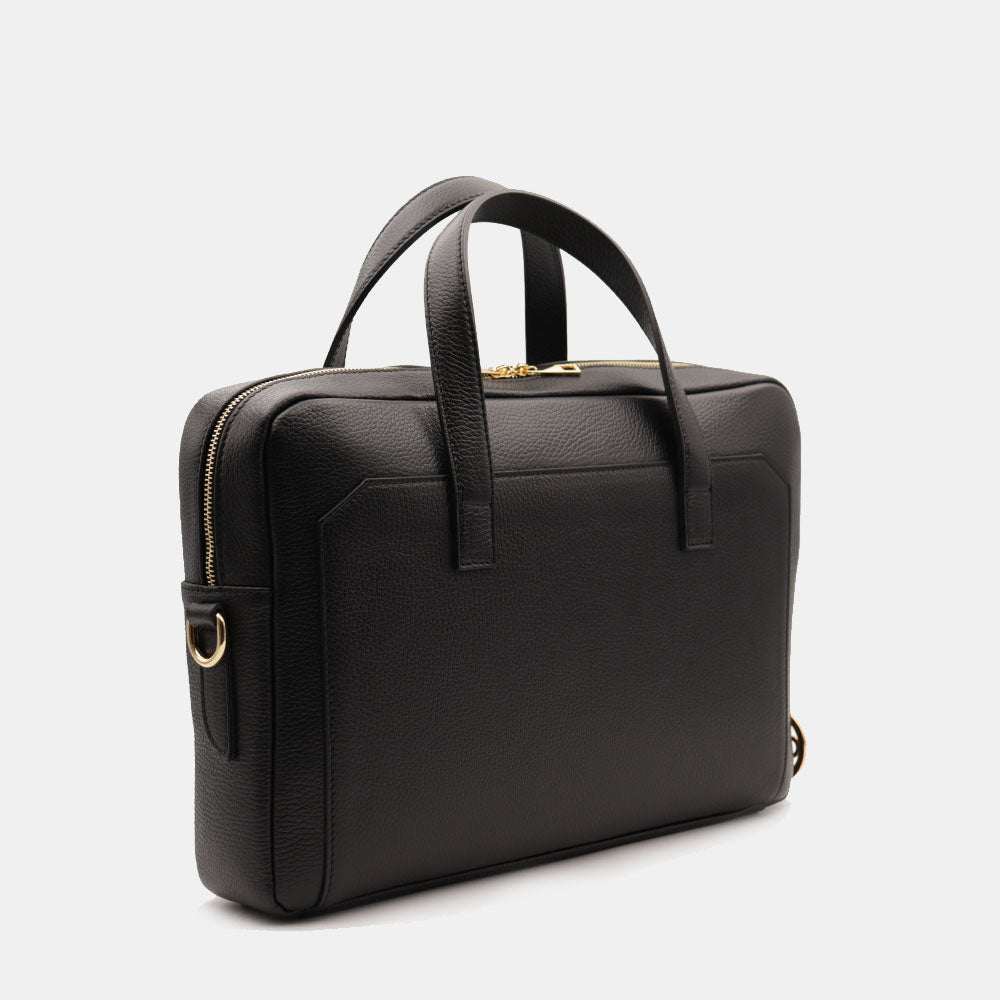 Borsa Business in Pelle Nera VIAVERDI Made in Italy - Porta Pc 15.6