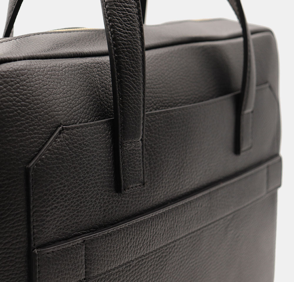 Borsa Business in Pelle Nera VIAVERDI Made in Italy - Porta Pc 15.6