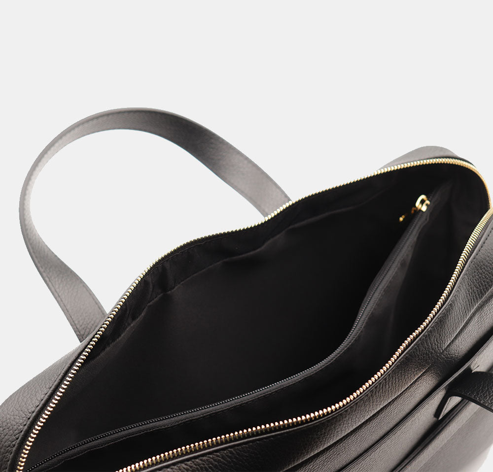 Borsa Business in Pelle Nera VIAVERDI Made in Italy - Porta Pc 15.6