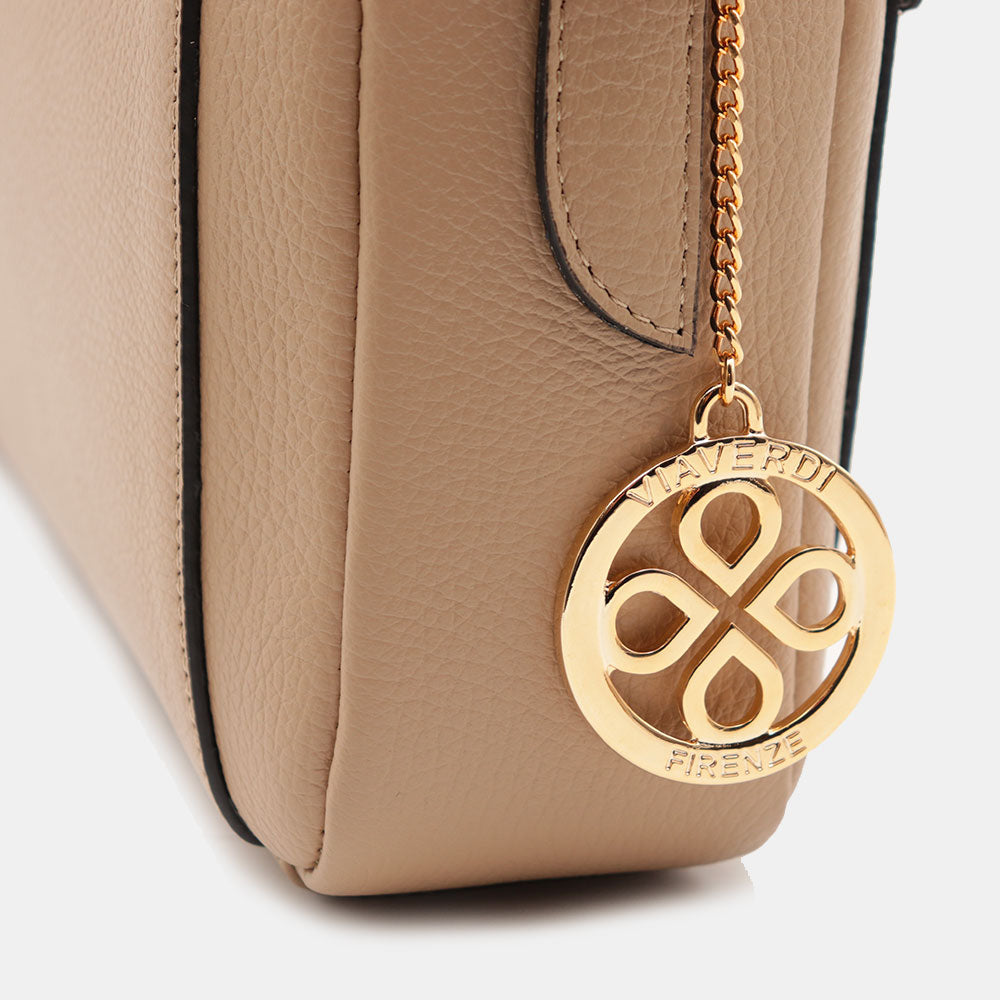 Borsa Business in Pelle Taupe VIAVERDI Made in Italy - Porta Pc 15.6