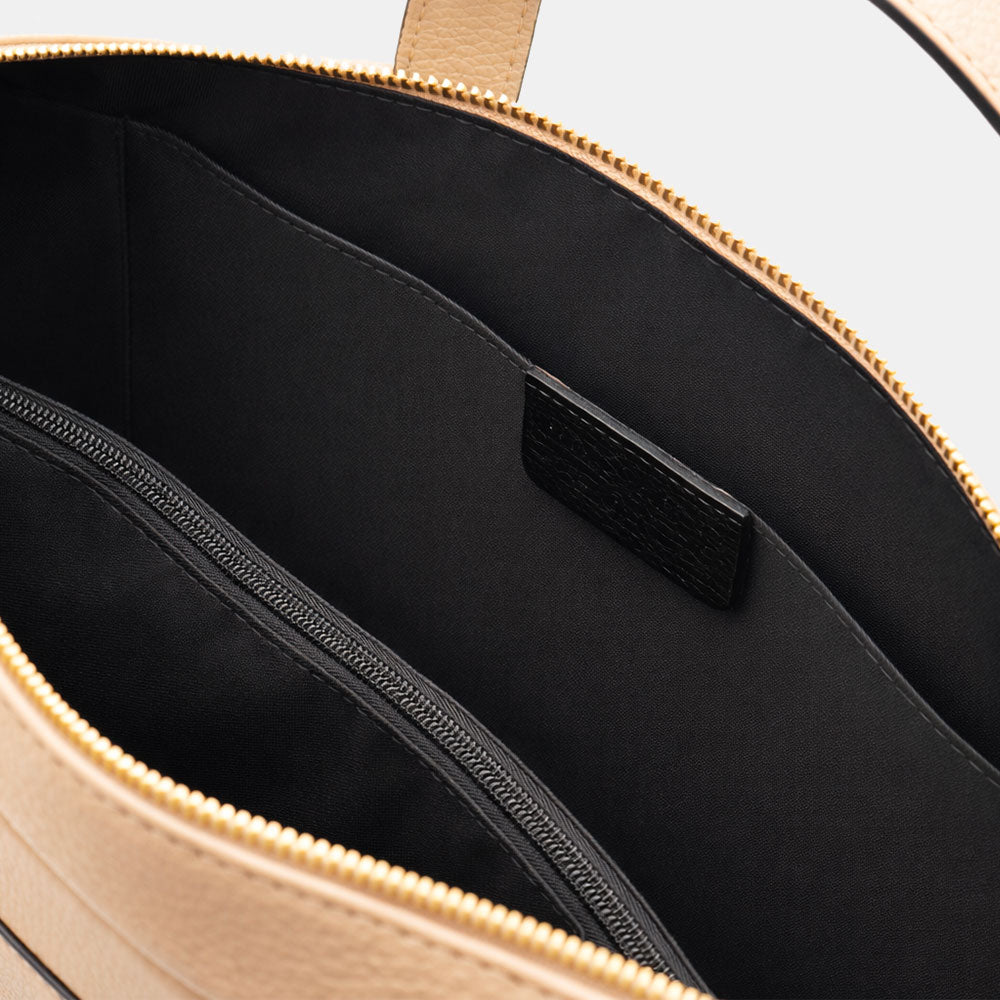 Borsa Business in Pelle Taupe VIAVERDI Made in Italy - Porta Pc 15.6