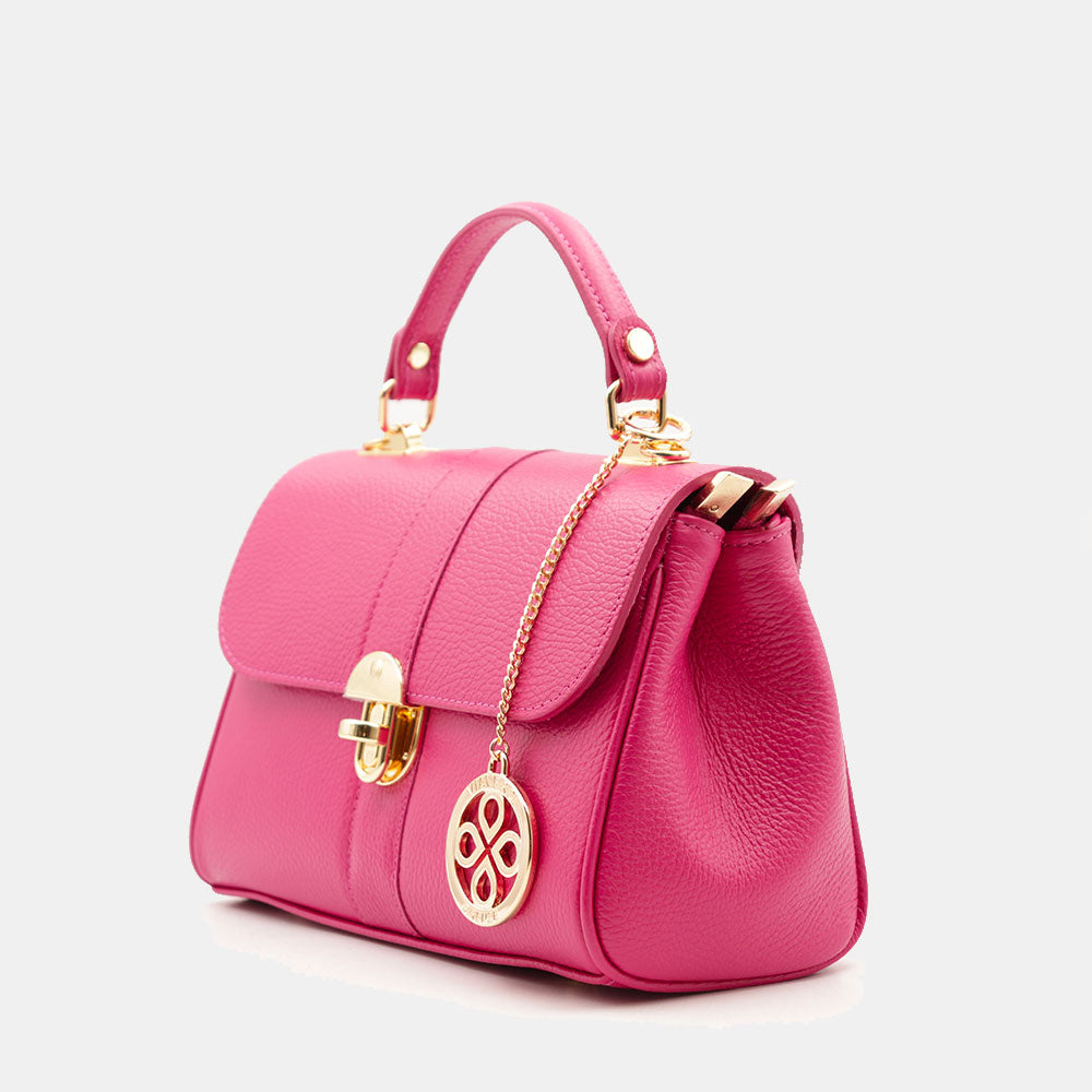 Borsa a Mano VIAVERDI in Pelle Fucsia Made in Italy linea Montalcino