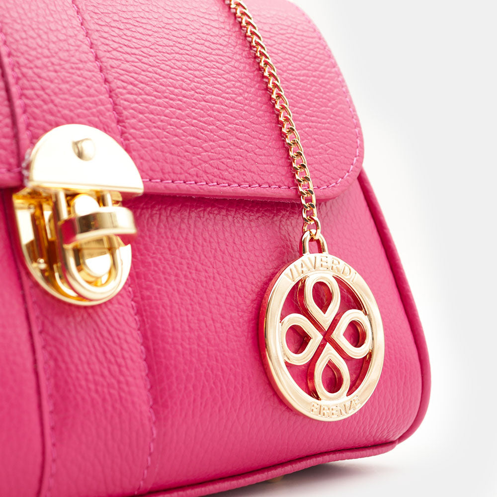 Borsa a Mano VIAVERDI in Pelle Fucsia Made in Italy linea Montalcino