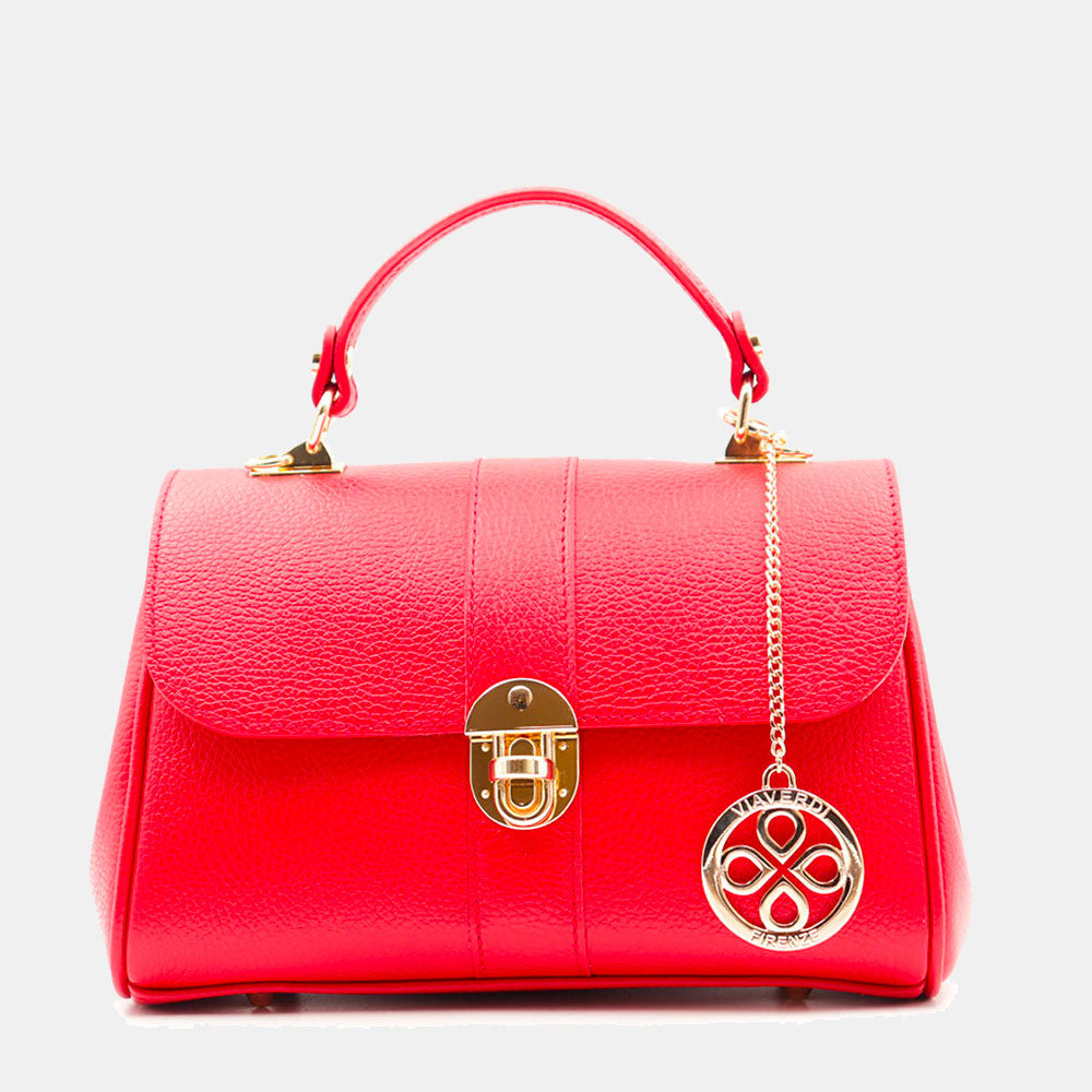Borsa a Mano VIAVERDI in Pelle Rossa Made in Italy linea Montalcino