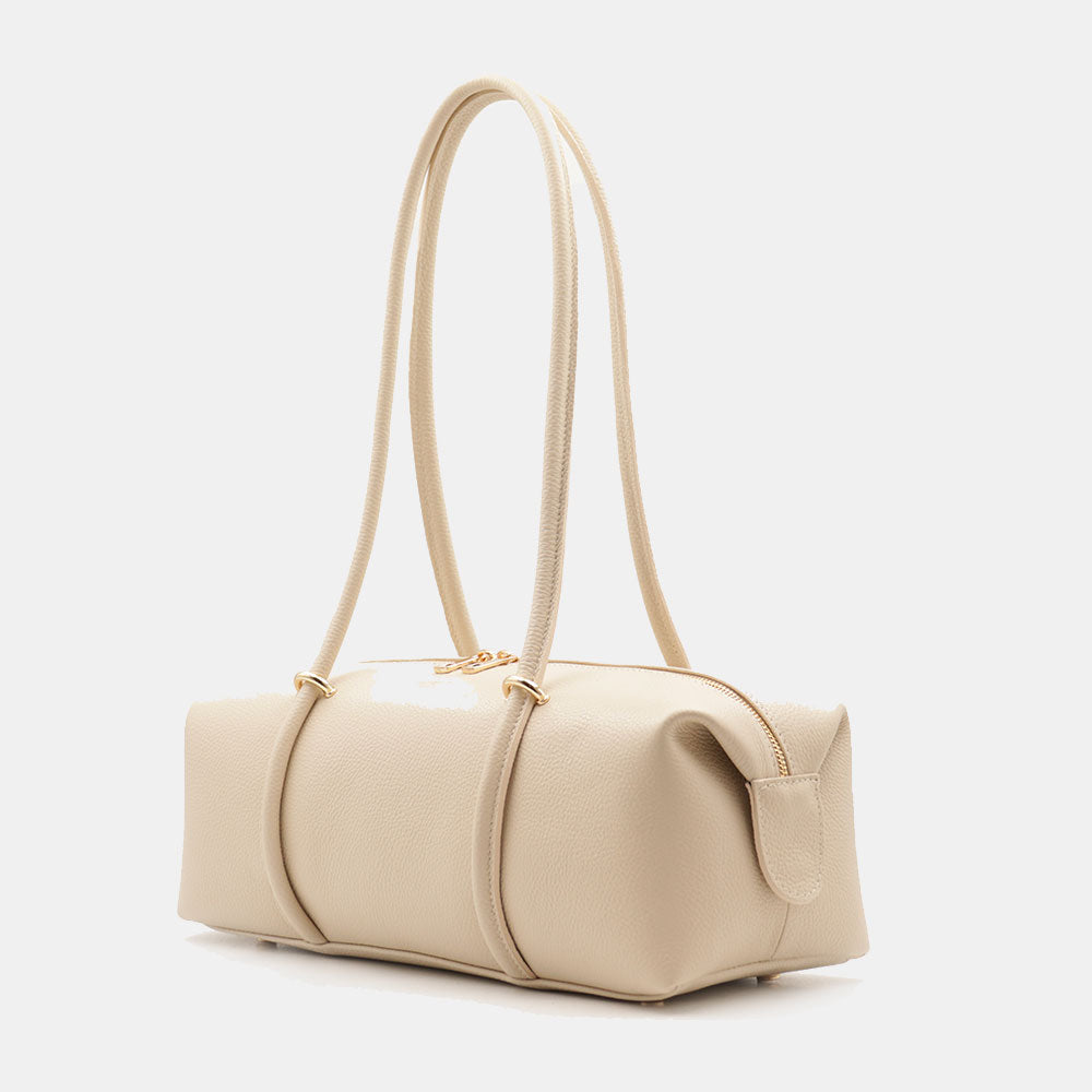 Borsa Donna a Spalla VIAVERDI in Pelle Beige Made in Italy linea San Gimignano