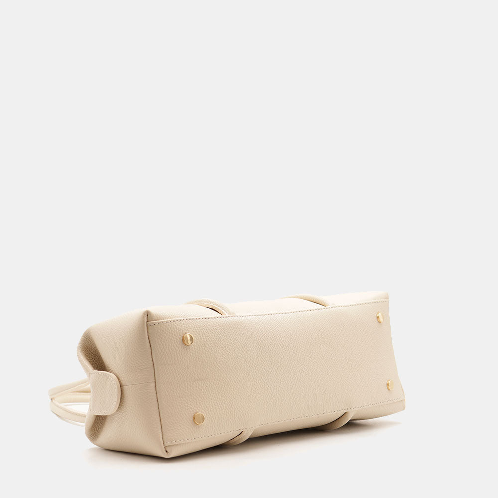 Borsa Donna a Spalla VIAVERDI in Pelle Beige Made in Italy linea San Gimignano