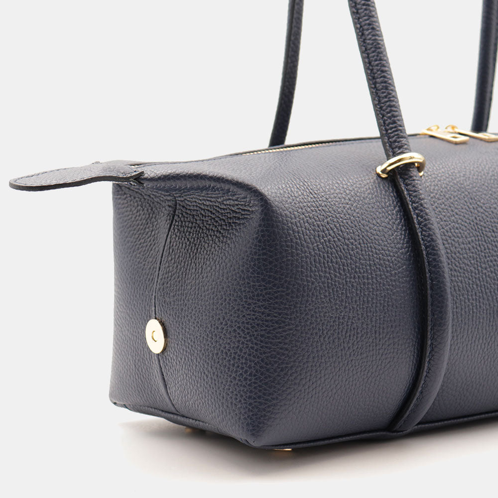Borsa Donna a Spalla VIAVERDI in Pelle Blu Made in Italy linea San Gimignano